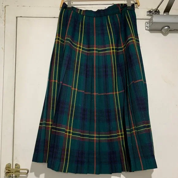 VINTAGE HIGHLAND QUEEN WOOL PLEATED KILT SKIRTS SIZE 14 - Picture 3 of 7